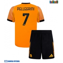 Camisa de Futebol AS Roma Lorenzo Pellegrini #7 Equipamento Secundário Infantil 2025-26 Manga Curta (+ Calças curtas)